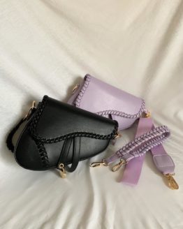 lilac black asymmetric bag